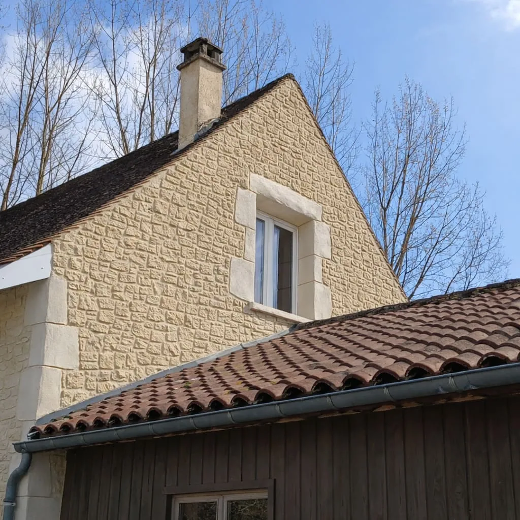 pignon maison imitation pierre après deco facades 65